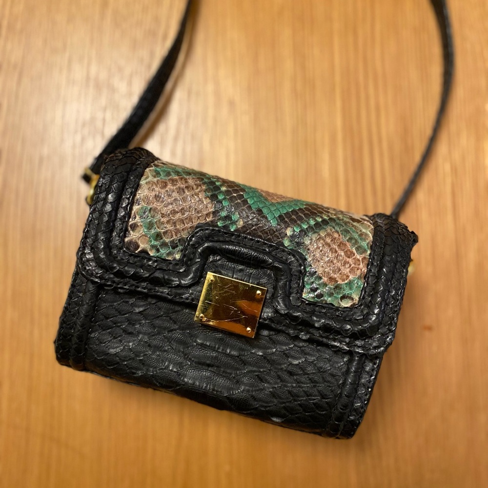 DS Black Green Snakeskin Purse